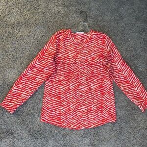 Calvin Klein red/white zebra striped blouse